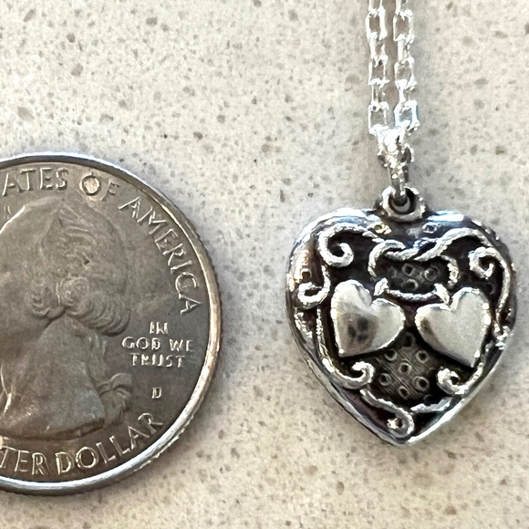 Vintage Highly Collectible Walter Lampl Sterling Heart Charm Necklace - Picture 8 of 12